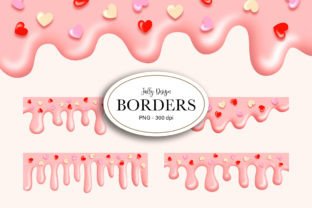 Pink Ice Cream Dripping Border and Heart Gráfico Texturas de Papel Por jallydesign 1