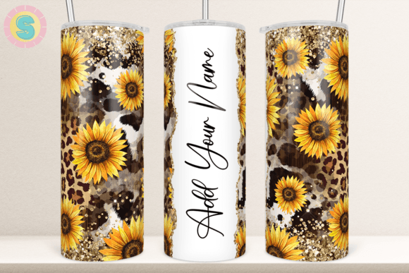 Sunflower Leopard Cow Print Tumbler Wrap Graphic Crafts By Sunshine Design