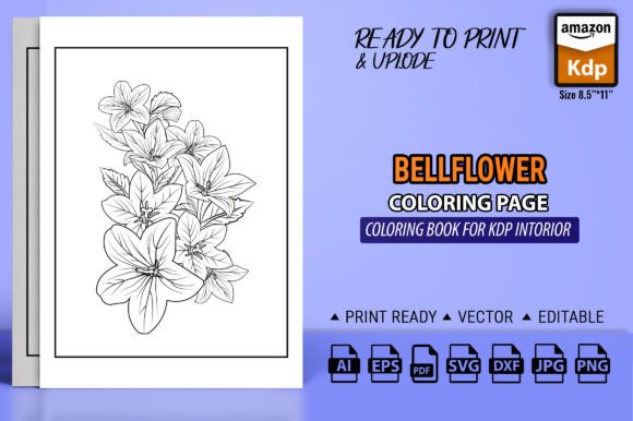 Bellflowers Coloirng Pages and Book Graphic Social Media Templates By GraphicArt