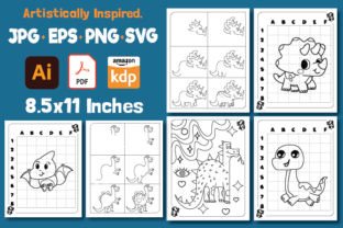 How to Draw Dinosaur with Book Cover KDP Gráfico Páginas y libros de colorear para niños Por YOOY 2