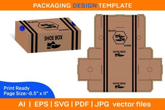 SHOE BOX PACKAGING DESIGN TEMPLATE Grafica Modelli di Stampa Di DesignConcept