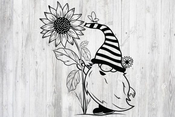 Sunflower Gnome Illustration Modèles d'Impression Par Chaicharee Design Shop