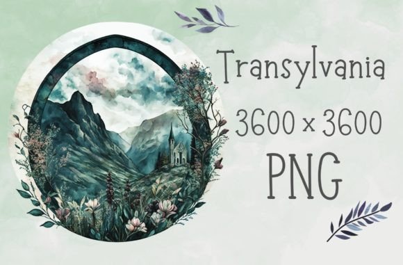 Transylvania Green Gothic Landscape Graphic Illustrations By StudioPopsicle