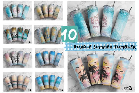 10 Bundle Summer 20oz Skinny Tumbler Graphic Crafts By gingerdesign