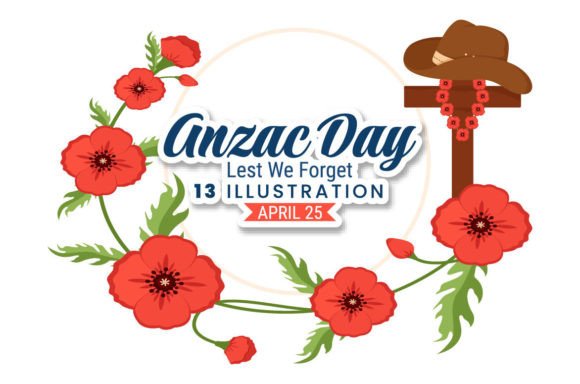 13 Anzac Day of Lest We Forget Design Gráfico Ilustrações para Impressão Por denayunecf