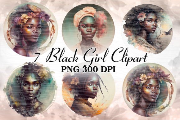 Afro Black Girl Watercolor Sublimation Illustration Artisanat Par Cat Lady