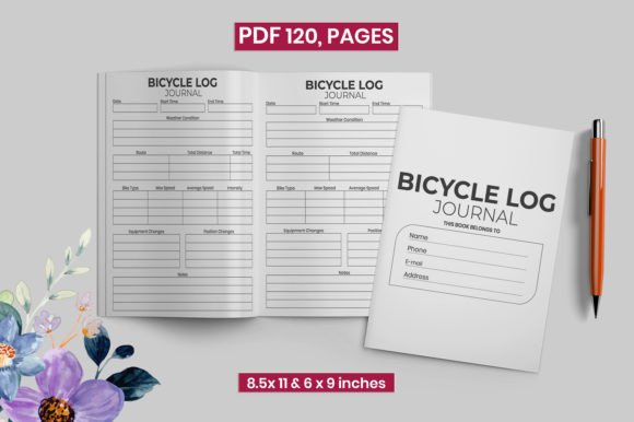 Bicycle Logbook and Journal ( Interior) Graphic KDP Interiors By A.H POD Designer