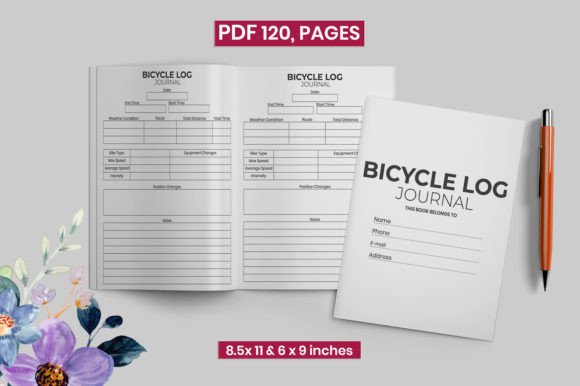 Bicycle Logbook and Journal ( Interior) Graphic KDP Interiors By A.H POD Designer