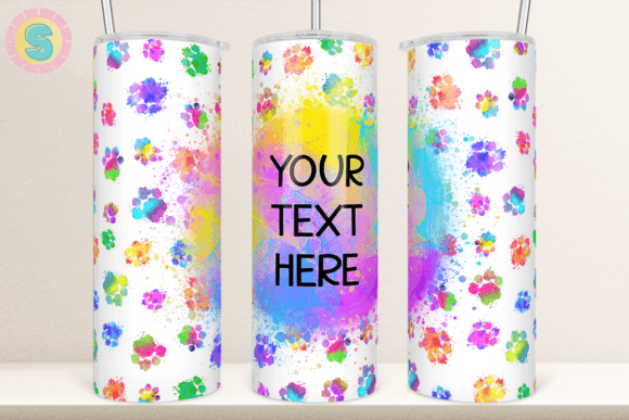 Colorful Dog Paw Print Tumbler Wrap Graphic Crafts By Sunshine Design