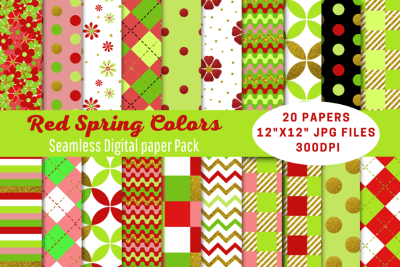 Red Spring Glitter Seamless Patterns Graphic Patterns By nicedesignland