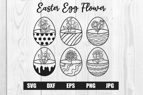 Easter Egg with Flower Graphic Print Templates By dadan_pm