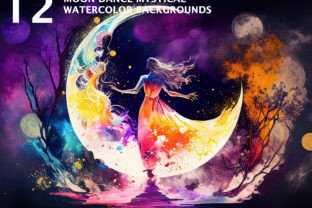 Moon Dance Mystical Watercolor Graphic Backgrounds By kitsada101 3