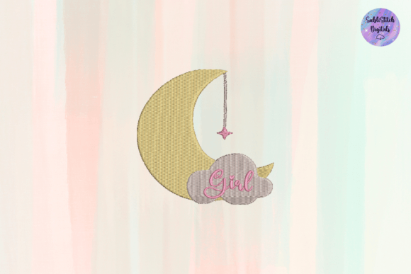 Moon Star Girl Chambre des Enfants Design de Broderie Par SubliStitch Digitals