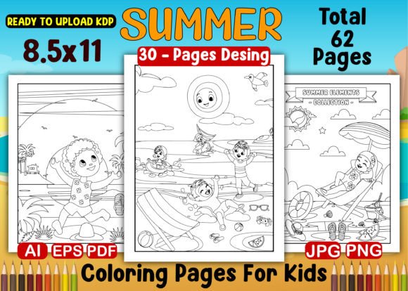 Summer Coloring Pages for Kids - Kdp Illustration Pages et livres de coloriage pour enfants Par Sobuj Store