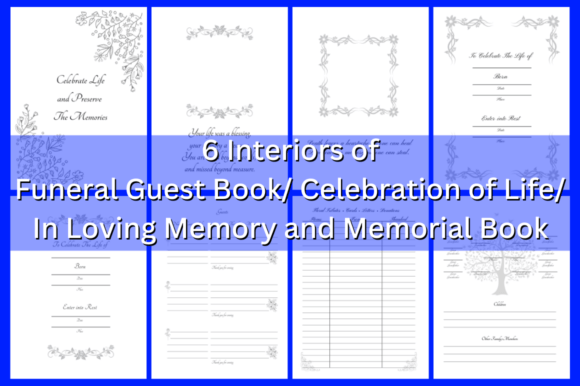 6 Funeral Guest Book Interiors Grafik KDP-Schlüsselwörter Von SKLM