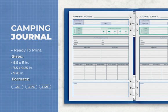 Camping Journal | Printable Template Graphic KDP Interiors By JUNDI
