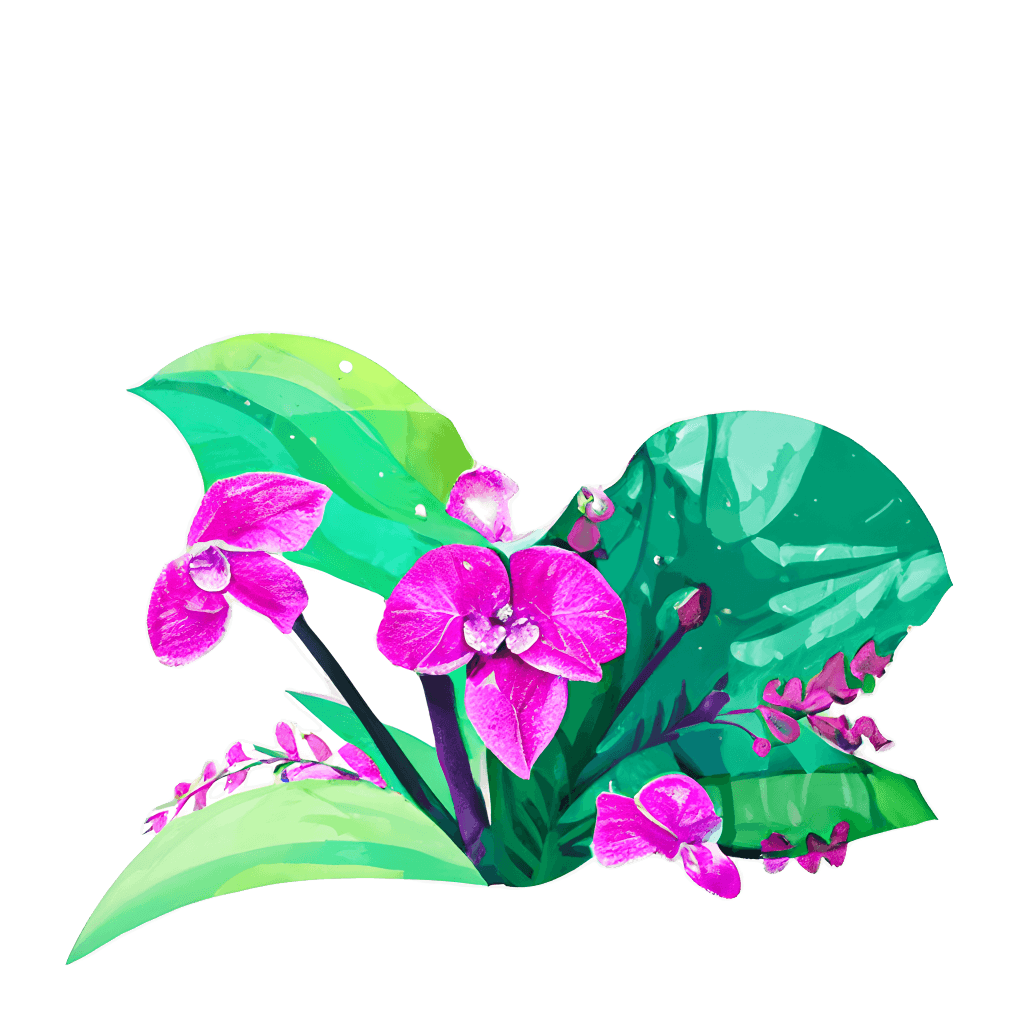 Orchid and Leaves Magic Watercolor Graphic