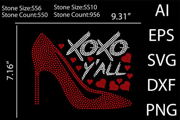 Xoxo Y'all Rhinestone Templates Design Graphic T-shirt Designs By betruthful