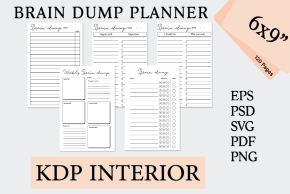 Brain Dump Planner Graphic KDP Interiors By NetArtStudio