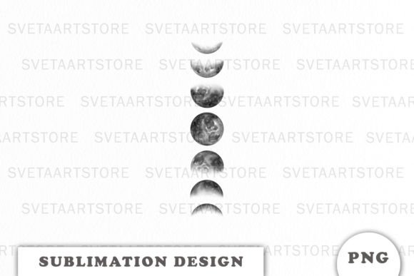 Moon Phase Sublimation Design Png Illustration Modèles d'Impression Par Svetlana