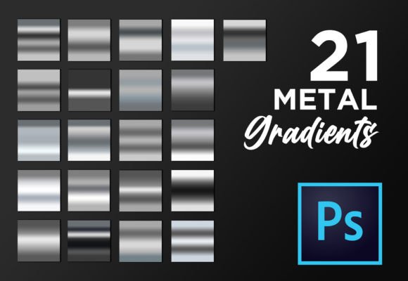 Photoshop Metal Gradients Pack GRD Set Gráfico Layer Styles Por TiveCreate