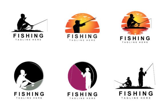 Fishing Logo Icon Vector, Catch Fish on Illustration Illustrations Imprimables Par AR Graphic