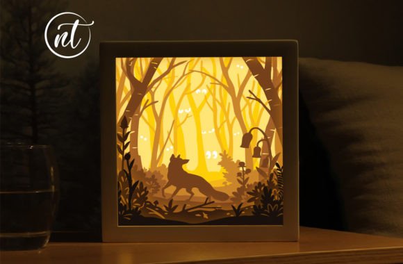 Fox in the Forest Lightbox Template Graphic 3D Shadow Box By tuyen20102011