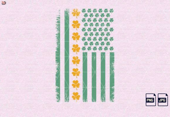 St. Patrick's Day USA Flag Shamrock's Graphic T-shirt Designs By ABDULLAH AL MAMUN