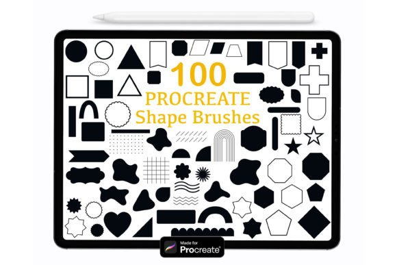 100 Procreate Shape Brushes, Brush Stamp Graphic Brushes By DreanArtDesign