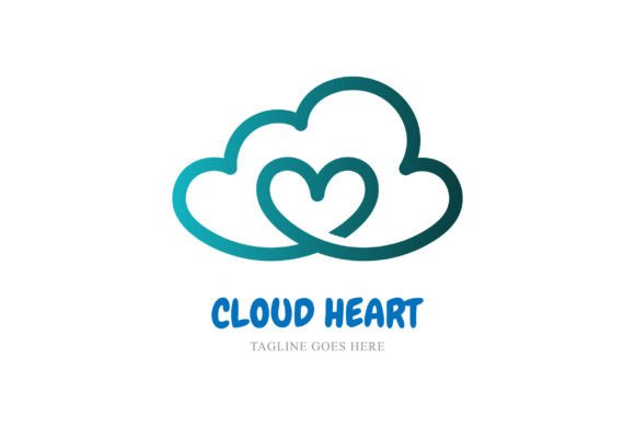 Cloud Love Heart Line Outline Logo Logo Graphic Logos By AFstudio87