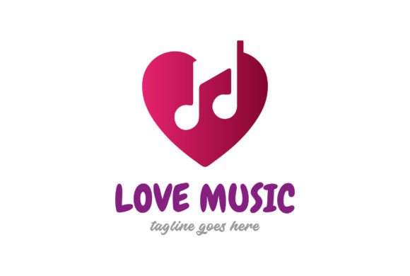 Love Heart Music Notes for Song Media Gráfico Logos Por AFstudio87