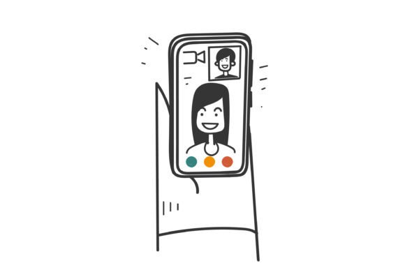 Doodle Person Having a Video Call Graphic Illustrations By GwensGraphicstudio