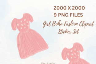 Girl BOHO Fashion Clipart Sticker Set Graphic Illustrations By RimzStudio 2