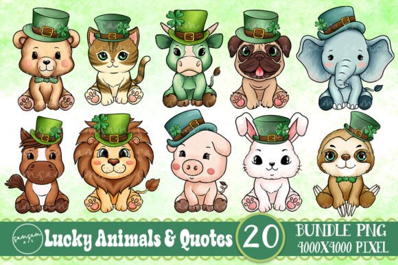 Lucky Animal St. Patrick's Day Bundle Grafik Plotterdateien Von Samsam Art