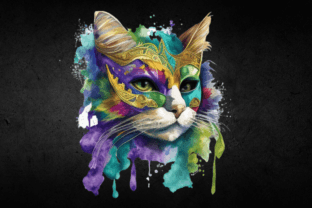 Mardi Gras Cats Clipart Bundle Graphic AI Illustrations By NESMLY 5