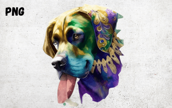 Mardi Gras Dog Watercolor V10 Graphic AI Illustrations By NESMLY