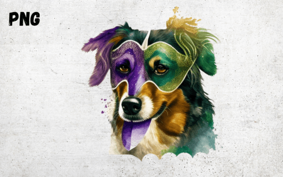 Mardi Gras Dog Watercolor V6 Graphic AI Illustrations By NESMLY