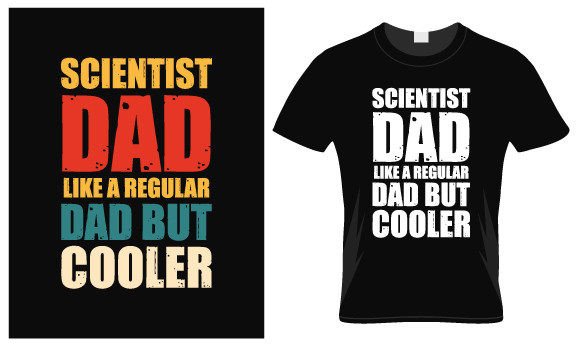 Scientist Dad Lover Father's Day Vintage Graphic T-shirt Designs By D-Vectors
