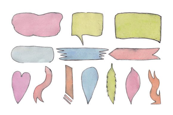 Watercolor Blank Speech Bubble Set Graphic Illustrations By tirthoanjolo