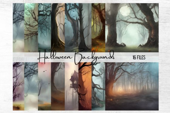Creepy Watercolor Halloween Backgrounds Graphic Illustrations By Aneta Design 