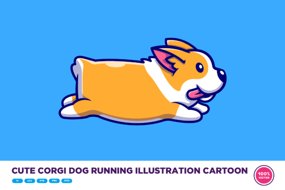 Cute Corgi Dog Running Illustration Graphic Illustrations By catalyststuff