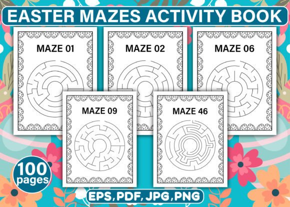 Easter Mazes Circular Shape Puzzle Graphic Coloring Pages & Books Kids By Asma Store