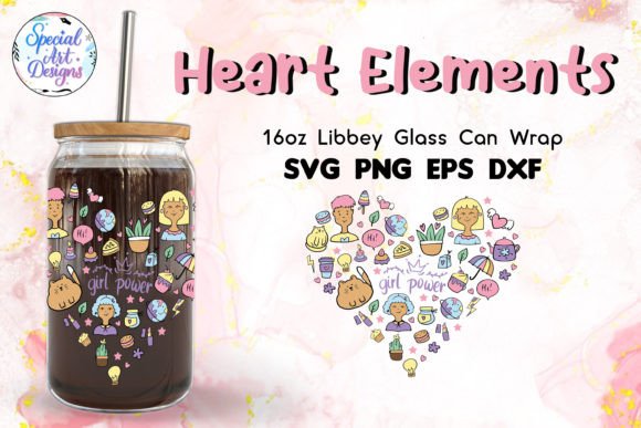 Heart Elements | 16oz Glass Can Wrap Gráfico Manualidades Por specialartdigitaldesigns