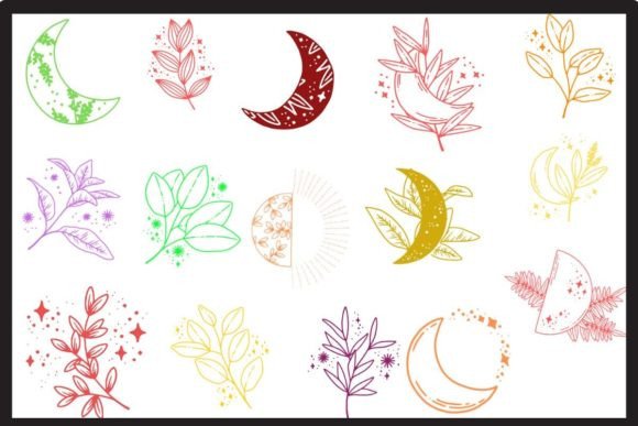 Roses and Lunar Hand Clipart Graphic Illustrations By super design