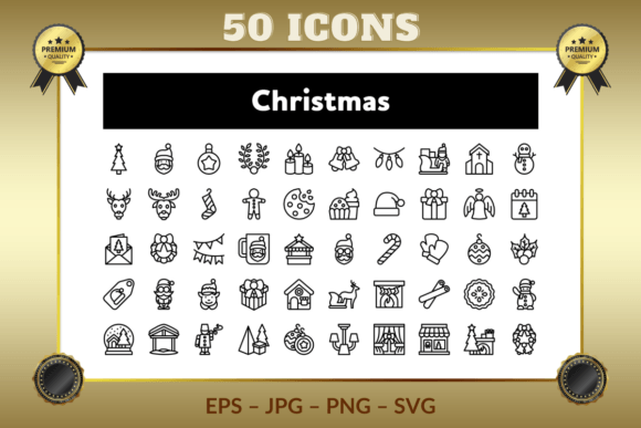 Christmas Outline Icons Graphic Icons By larsonline