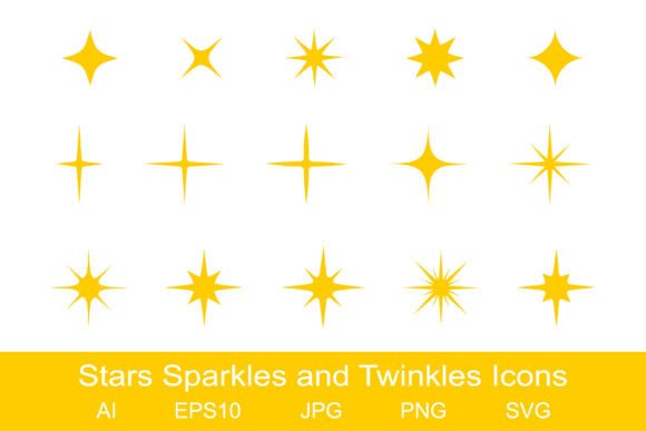 Stars Sparkles and Twinkles Icons Gráfico Ícones Por VikkiShop