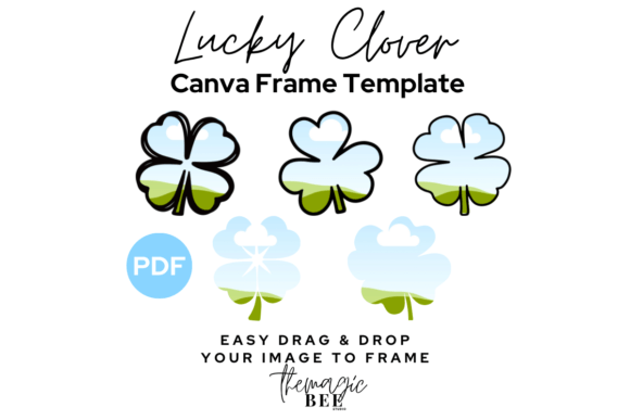 Lucky Clover Canva Frame, Canva Template Graphic Product Mockups By The Magic Bee Studio
