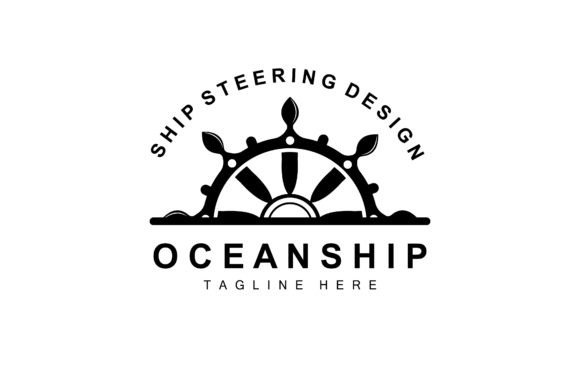 Ship Steering Logo, Ocean Icons Ship Grafika Ilustracje do Druku Przez AR Graphic