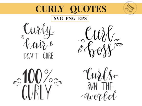 Curly Hair Lettering Quotes Set Graphic Crafts By DiVy Creative