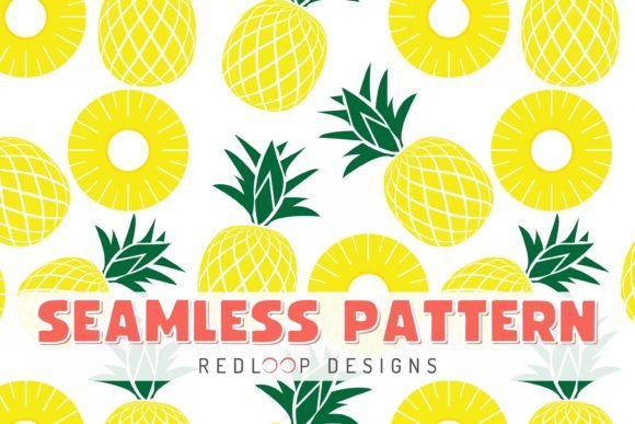 Pineapple Seamless Pattern Gráfico Patrones de Papel Por redLoopDesigns